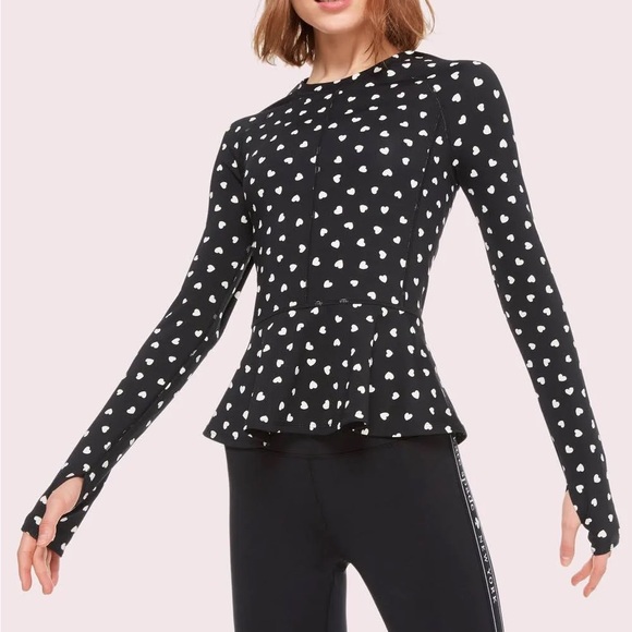 Kate Spade Heartbeat Black Peplum Rash Guard Women’s size Medium - Picture 1 of 9